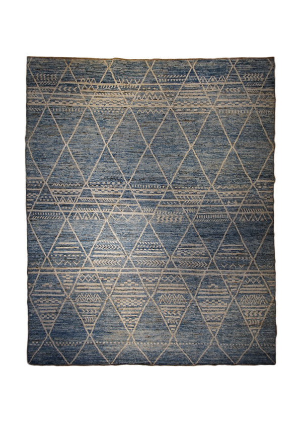 A32723 Oriental Rug Pakistani Handmade Area Transitional 10'6'' x 13'6'' -11x14- Blue Whites Beige Moroccan H&S Geometric Design