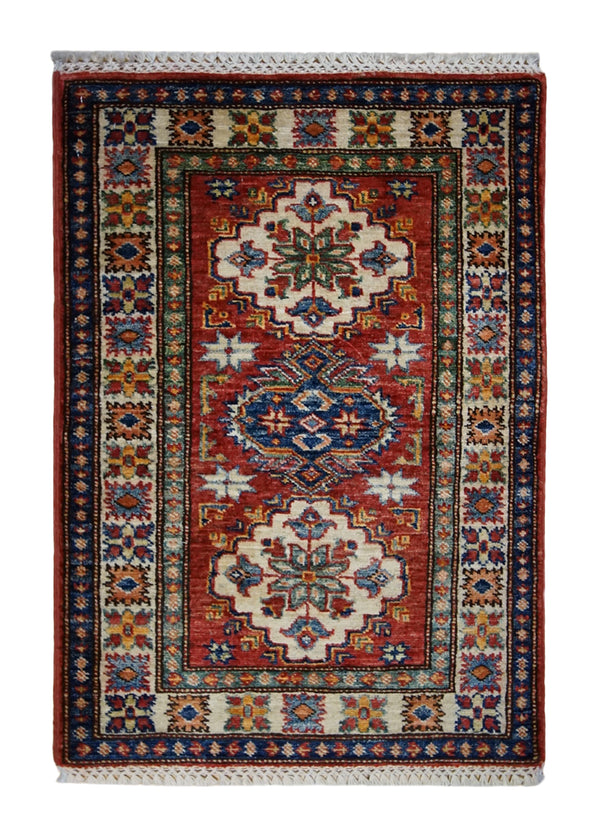 A32731 Oriental Rug Pakistani Handmade Area Transitional Tribal 2'1'' x 2'10'' -2x3- Red Kazak Geometric Design