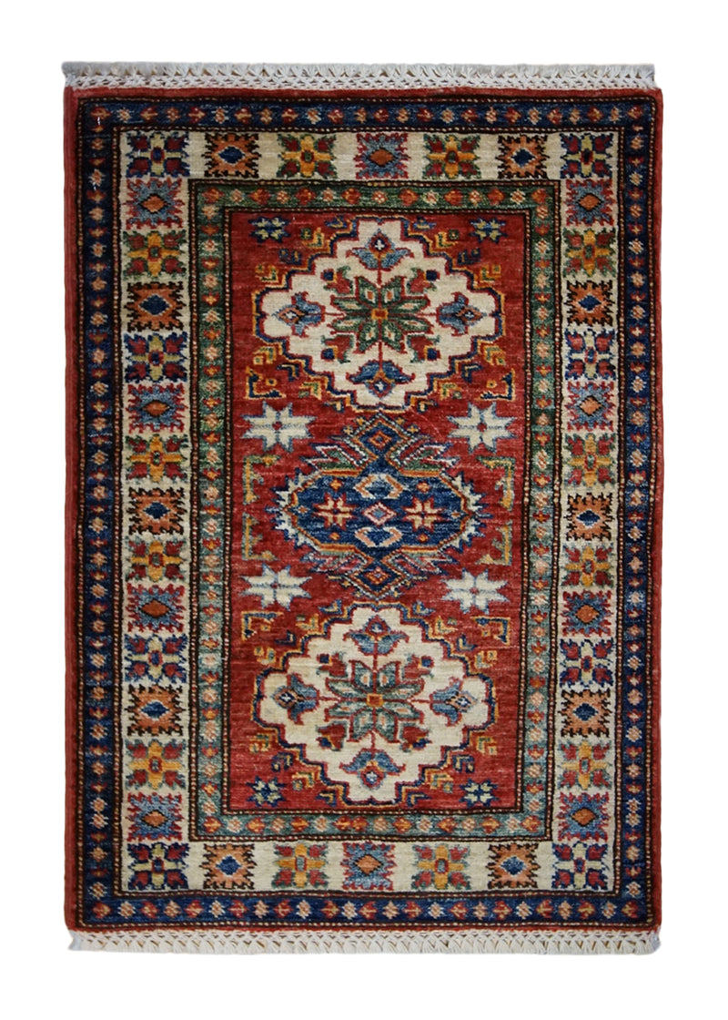 A32731 Oriental Rug Pakistani Handmade Area Transitional Tribal 2'1'' x 2'10'' -2x3- Red Kazak Geometric Design