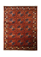 A32737 Oriental Rug Pakistani Handmade Area Transitional Tribal 4'9'' x 7'1'' -5x7- Red Ersari Geometric Design