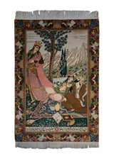 A32765 Persian Rug Tabriz Handmade Area Traditional 3'3'' x 4'9'' -3x5- Whites Beige Brown Green Pictorial Design