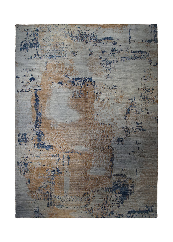 A32782 Oriental Rug Pakistani Handmade Area Modern 8'8'' x 11'11'' -9x12- Gray Blue Orange Abstract Splatter Design