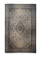 A32793 Persian Rug Kashan Handmade Area Traditional 12'11'' x 19'3'' -13x19- Whites Beige Blue Toranj Mehrab Floral Design