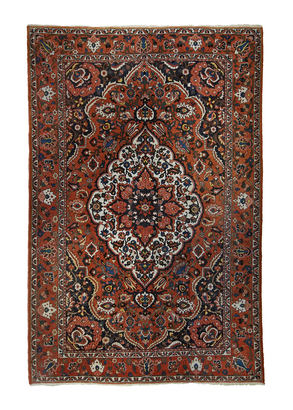 A32804 Persian Rug Bakhtiari Handmade Area Tribal 7'1'' x 10'7'' -7x11- Red Floral Design