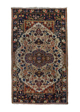 A32806 Persian Rug Bakhtiari Handmade Area Tribal 3'9'' x 6'5'' -4x6- Red Whites Beige Floral Design