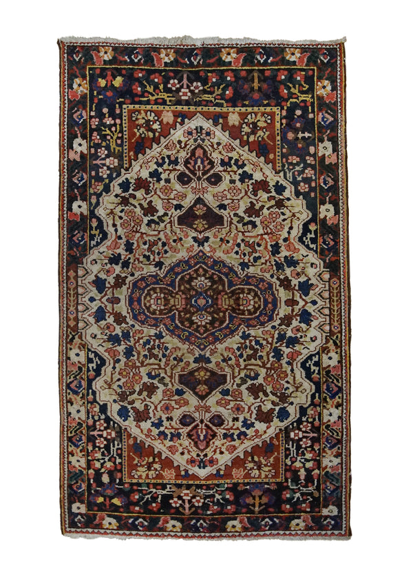 A32806 Persian Rug Bakhtiari Handmade Area Tribal 3'9'' x 6'5'' -4x6- Red Whites Beige Floral Design