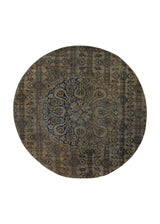 A32808 Persian Rug Tabriz Handmade Round Antique Neutral 3'10'' x 3'10'' -4x4- Whites Beige Blue Floral Design