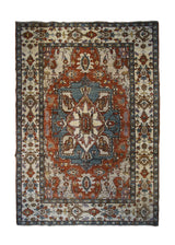 A32817 Oriental Rug Pakistani Handmade Area Transitional Tribal 6'3'' x 9'0'' -6x9- Red Blue Whites Beige Heriz Geometric Design