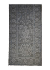 A32824 Oriental Rug Pakistani Handmade Runner Transitional Neutral 2'10'' x 7'1'' -3x7- Gray Whites Beige Silver Wash Oushak Floral Design