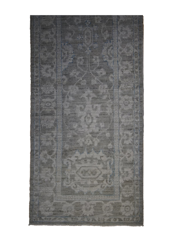 A32824 Oriental Rug Pakistani Handmade Runner Transitional Neutral 2'10'' x 7'1'' -3x7- Gray Whites Beige Silver Wash Oushak Floral Design
