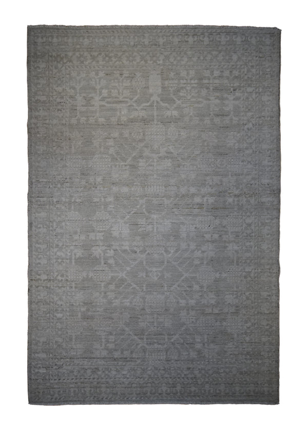 A32831 Oriental Rug Pakistani Handmade Area Transitional Neutral 4'0'' x 6'1'' -4x6- Gray Whites Beige Silver Wash Oushak Floral Design