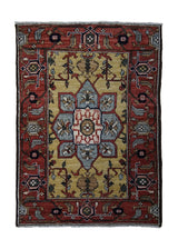 A32843 Oriental Rug Pakistani Handmade Area Transitional Tribal 2'4'' x 3'3'' -2x3- Yellow Gold Red Heriz Geometric Design
