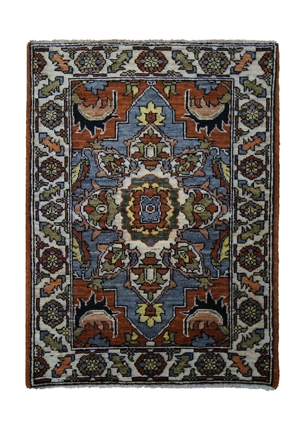 A32845 Oriental Rug Pakistani Handmade Area Transitional Tribal 2'3'' x 3'2'' -2x3- Red Whites Beige Serapi Geometric Design