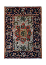 A32856 Oriental Rug Pakistani Handmade Area Transitional Tribal 2'3'' x 3'2'' -2x3- Blue Blue Heriz Geometric Design