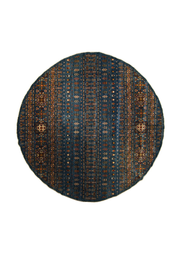 A32860 Oriental Rug Pakistani Handmade Round Transitional 8'12'' x 9'1'' -9x9- Blue Khorjin Floral Design