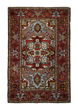 A32873 Oriental Rug Pakistani Handmade Area Transitional Tribal 4'2'' x 6'1'' -4x6- Red Heriz Geometric Design