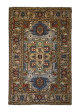 A32874 Oriental Rug Pakistani Handmade Area Transitional Tribal 4'1'' x 6'0'' -4x6- Brown Whites Beige Heriz Geometric Design