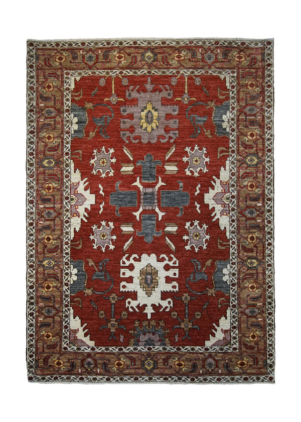 A32875 Oriental Rug Pakistani Handmade Area Transitional Tribal 4'3'' x 5'10'' -4x6- Red Serapi Geometric Design