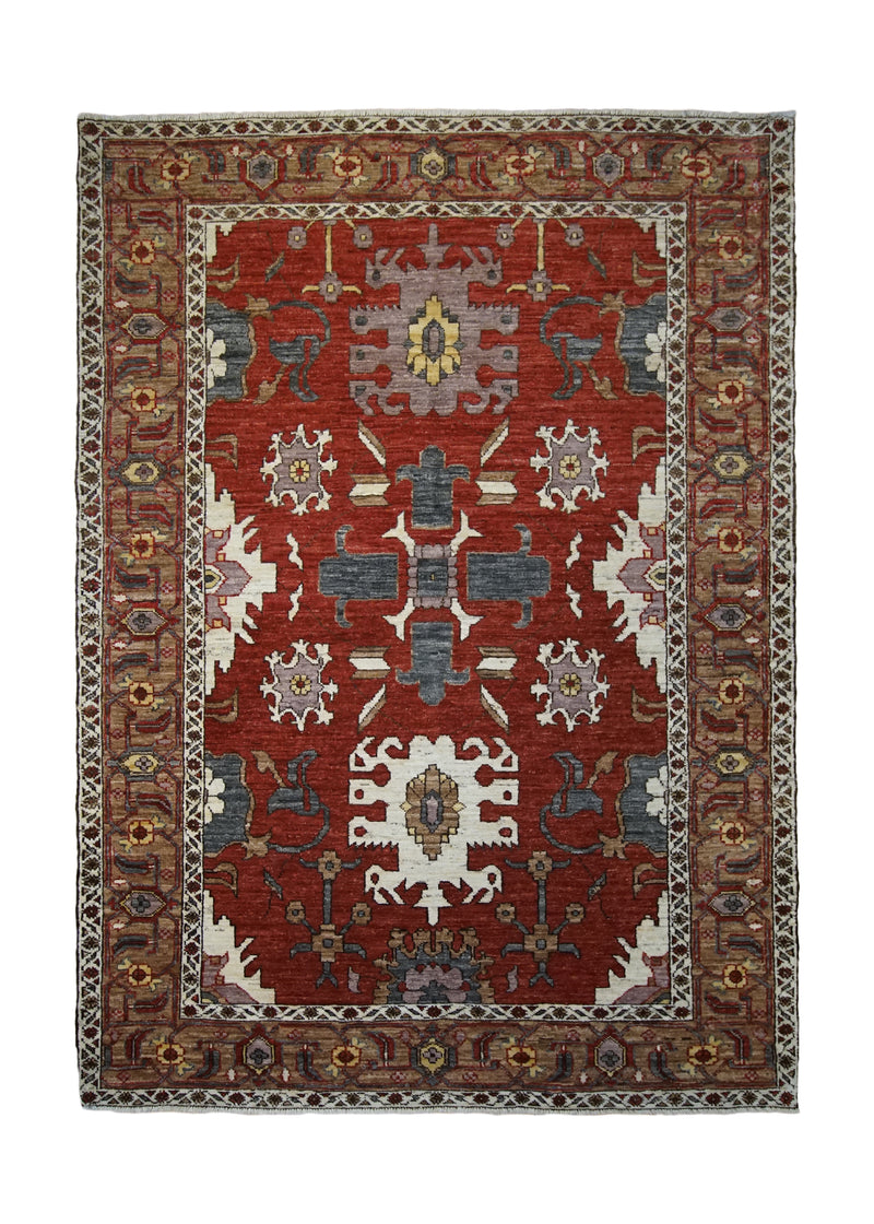 A32875 Oriental Rug Pakistani Handmade Area Transitional Tribal 4'8'' x 5'10'' -5x6- Red Serapi Geometric Design
