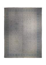 A32878 Oriental Rug Pakistani Handmade Area Transitional Neutral 9'1'' x 11'5'' -9x11- Whites Beige Blue Silver Wash Khotan Geometric Design