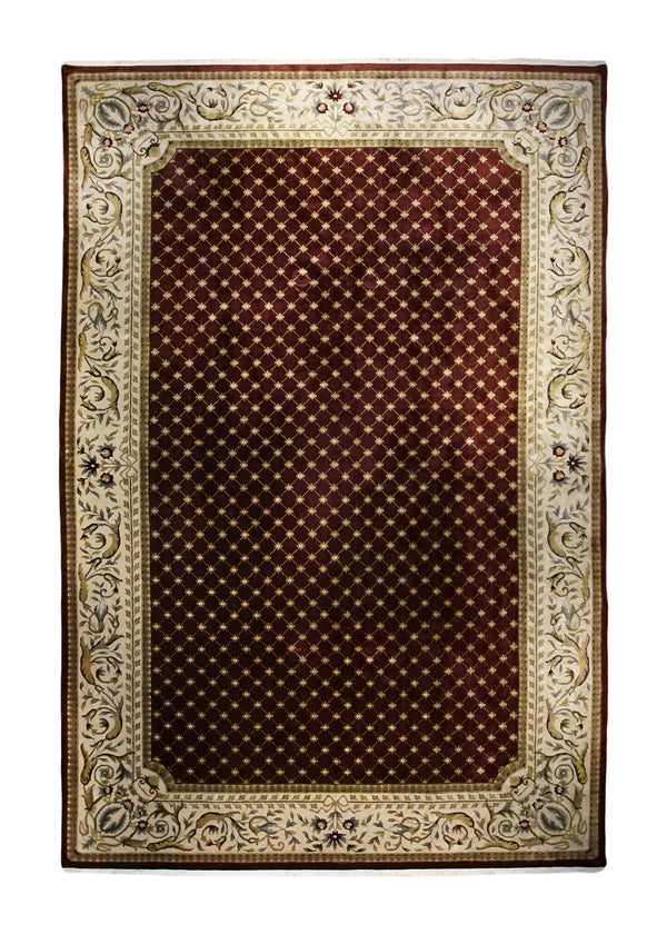 A32887 Oriental Rug Indian Handmade Area Transitional Traditional 12'0'' x 18'0'' -12x18- Red Yellow Gold Whites Beige Geometric Design