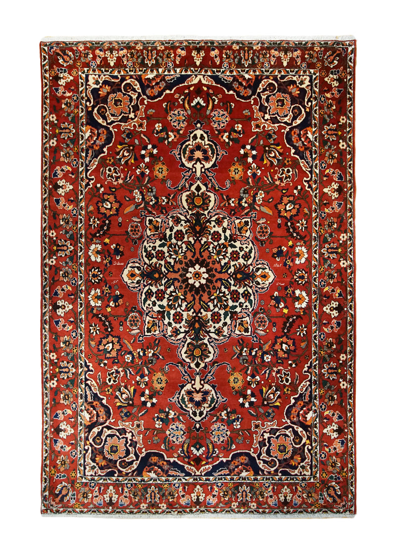 A32891 Persian Rug Bakhtiari Handmade Area Tribal 6'11'' x 10'4'' -7x10- Red Floral Design