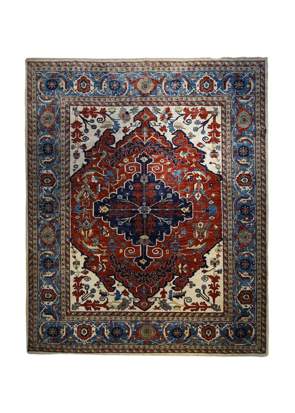 A32908 Oriental Rug Pakistani Handmade Area Transitional Tribal 10'2'' x 12'6'' -10x13- Red Blue Ariana Heriz Geometric Design