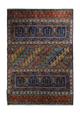 A32918 Oriental Rug Pakistani Handmade Area Transitional 4'2'' x 5'11'' -4x6- Blue Red Multi-color Khorjin Geometric Design