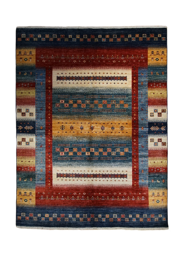 A32920 Oriental Rug Pakistani Handmade Area Transitional 5'9'' x 7'10'' -6x8- Red Blue Khorjin Geometric Design