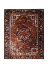 A32940 Persian Rug Heriz Handmade Area Tribal Antique 10'1'' x 12'11'' -10x13- Red Geometric Design