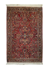 A32943 Persian Rug Sarouk Handmade Area Traditional Antique 3'2'' x 4'10'' -3x5- Red Floral Design