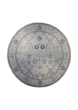 A32945 Oriental Rug Indian Handmade Round Transitional 9'12'' x 10'0'' -10x10- Whites Beige Blue Floral Oushak Design