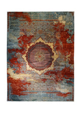 A32946 Oriental Rug Pakistani Handmade Area Transitional 9'2'' x 13'4'' -9x13- Blue Red Mamluk Nooristan Erased Abstract Design