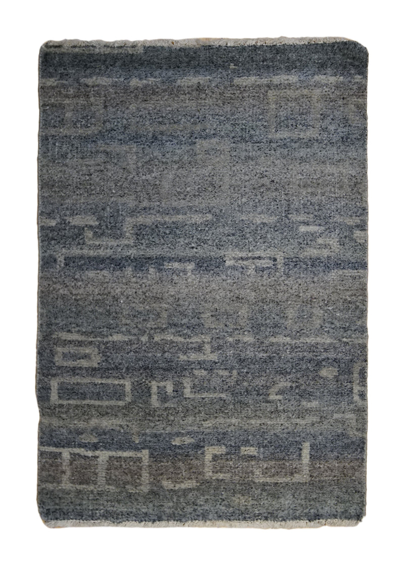 A32947 Oriental Rug Indian Handmade Area Modern Neutral 2'0'' x 3'0'' -2x3- Gray Geometric Design