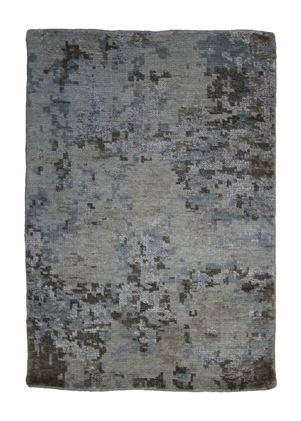 A32949 Oriental Rug Indian Handmade Area Modern 2'0'' x 3'0'' -2x3- Brown Gray Abstract Splatter Design