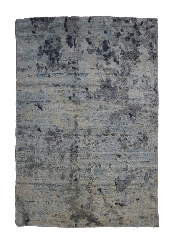 A32951 Oriental Rug Indian Handmade Area Modern 2'0'' x 3'0'' -2x3- Whites Beige Blue Abstract Splatter Design