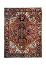 A32959 Persian Rug Heriz Handmade Area Tribal Vintage 7'12'' x 10'10'' -8x11- Red Geometric Design