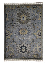 A32965 Oriental Rug Indian Handmade Area Transitional 2'0'' x 3'0'' -2x3- Gray Yellow Gold Blue Floral Oushak Design