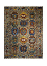 A32969 Oriental Rug Afghan Handmade Area Transitional 5'9'' x 8'0'' -6x8- Yellow Gold Blue Garden Geometric Design