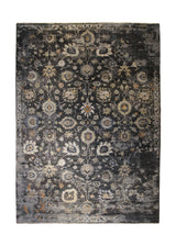 A32986 Oriental Rug Indian Handmade Area Transitional Modern 9'12'' x 13'10'' -10x14- Gray Yellow Gold Floral Oushak Erased Abstract Design