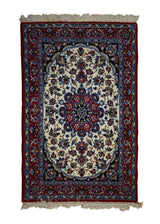 A32997 Persian Rug Isfahan Handmade Area Traditional 2'4'' x 3'7'' -2x4- Red Blue Floral Design