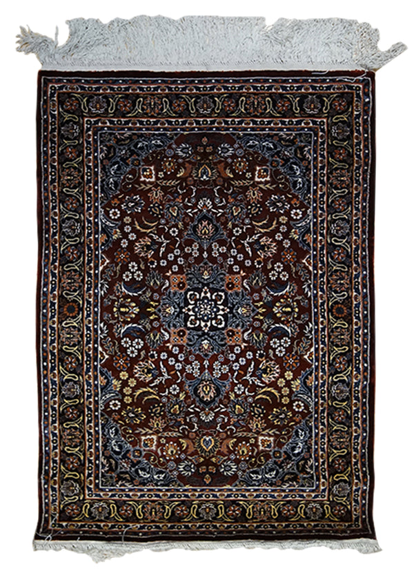 A33003 Oriental Rug Kashmiri Handmade Area Traditional 2'1'' x 3'1'' -2x3- Red Blue Floral Design