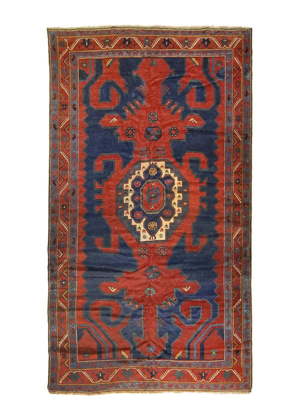 A33024 Caucasian Rug Gharabagh Handmade Area Tribal Antique 6'4'' x 11'4'' -6x11- Blue Red Geometric Design.jpg
