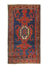 A33024 Caucasian Rug Gharabagh Handmade Area Tribal Antique 6'4'' x 11'4'' -6x11- Blue Red Geometric Design.jpg