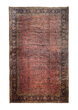 A33026 Persian Rug Kerman Handmade Area Traditional Antique 11'6'' x 19'11'' -12x20- Red Blue Mohajeran Floral Design
