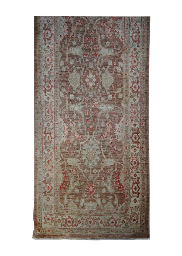 A33034 Oriental Rug Pakistani Handmade Runner Transitional 3'0'' x 22'10'' -3x23- Brown Antique Washed Oushak Floral Design