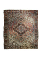 A33048 Persian Rug Heriz Handmade Area Tribal Vintage 9'10'' x 11'5'' -10x11- Pink Brown Geometric Design