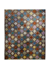 A33080 Oriental Rug Moroccan Handmade Area Transitional 8'2'' x 10'0'' -8x10- Brown Blue Purple Geometric Design