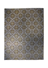 A33100 Oriental Rug Pakistani Handmade Area Transitional 8'12'' x 11'8'' -9x12- Brown Yellow Gold Antique Washed Geometric Design