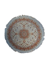 A33103 Persian Rug Tabriz Handmade Round Traditional 5'2'' x 5'2'' -5x5- Whites Beige Pink Naghsh Floral Design